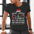 Most Likely To Read A Book On Christmas Family Matching Xmas Men's V-Neck T-Shirt