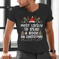 Most Likely To Read A Book On Christmas Matching Family Men's V-Neck T-Shirt