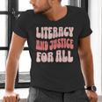 Literacy And Justice For All Book Lover Men's V-Neck T-Shirt Literacy And Justice For All Book Lover Men's V-Neck T-Shirt