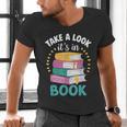 Take a Look It's In a Book Teacher Reading Apparel Men's V-Neck T-Shirt Take a Look It's In a Book Teacher Reading Apparel Men's V-Neck T-Shirt