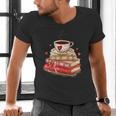 Love Book Coffee Heart Coquette Bow Valentines Day Men's V-Neck T-Shirt