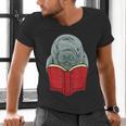 Manatee Reading Books Sea Animal Manatee Men's V-Neck T-Shirt Manatee Reading Books Sea Animal Manatee Men's V-Neck T-Shirt