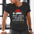 Matching Christmas PJS Most Likely To Read A Book Men's V-Neck T-Shirt