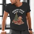 North Pole Book Club Gingerbread Christmas Reading Men's V-Neck T-Shirt North Pole Book Club Gingerbread Christmas Reading Men's V-Neck T-Shirt