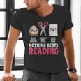 Nothing Beats Reading Rock Paper Scissors Book Lover Library Men's V-Neck T-Shirt