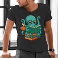 Octopus Reading Book Reading Bookworm Reader Men's V-Neck T-Shirt