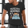 Orange Cat Reading Book 67 Six Seven Meme Men's V-Neck T-Shirt