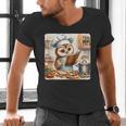 Owl Learning To Cook With Cookbook Chef Apron Stove Cooking Men's V-Neck T-Shirt