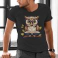 Owl Reading A Book Perched On A Branch Bookworm Men's V-Neck T-Shirt Owl Reading A Book Perched On A Branch Bookworm Men's V-Neck T-Shirt