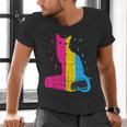 Pansexual Pride Celestial Cat Sitting Book LGBTQ Pan Colors Men Women Men's V-Neck T-Shirt Pansexual Pride Celestial Cat Sitting Book LGBTQ Pan Colors Men Women Men's V-Neck T-Shirt