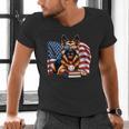 Patriotic German Shepherd Dog Books Baseball American Flag Men's V-Neck T-Shirt