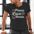 Peace Love Books Read Book Reading Librarian Across America Men's V-Neck T-Shirt