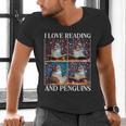 Penguin Love Reading And Penguins Child Book Lover Men's V-Neck T-Shirt Penguin Love Reading And Penguins Child Book Lover Men's V-Neck T-Shirt