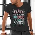 Pet Lover Easily Distracted By Dogs And Books Joke Men Men's V-Neck T-Shirt