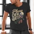Please Chew Quieter Introverts Casual Everyday Men's V-Neck T-Shirt