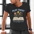 Plot Twist I'm Pregnant Literary Pregnancy Announcement Book Men's V-Neck T-Shirt Plot Twist I'm Pregnant Literary Pregnancy Announcement Book Men's V-Neck T-Shirt