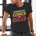 Powered By Comics And Snacks Comic Book Lover Men's V-Neck T-Shirt
