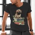 Pug Dog Reading Book Coffee Read Books Be Kind Stay Weird Men's V-Neck T-Shirt Pug Dog Reading Book Coffee Read Books Be Kind Stay Weird Men's V-Neck T-Shirt