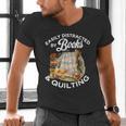 Quilting Sewing Machine Quilter Easily Distracted By Book Men's V-Neck T-Shirt