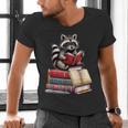 Raccoon Reading Books Matching Bookworm Readers Librarian Men's V-Neck T-Shirt Raccoon Reading Books Matching Bookworm Readers Librarian Men's V-Neck T-Shirt