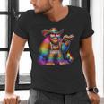 Rainbow Pride Bigfoot Reading Book With Heart Glasses Men's V-Neck T-Shirt