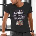 I Would Rather Be Reading Bookworm Book Lover Librarian Kids Men's V-Neck T-Shirt