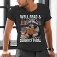 Well Read & Slightly Feral Raccoon Book Lover Graphic Men's V-Neck T-Shirt Well Read & Slightly Feral Raccoon Book Lover Graphic Men's V-Neck T-Shirt