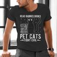 Read Banned Books Pet Cats Fight Evil Read Banned Books Men's V-Neck T-Shirt Read Banned Books Pet Cats Fight Evil Read Banned Books Men's V-Neck T-Shirt