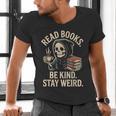 Read Books Be Kind Stay Weird Skeleton Grim Reaper Reading Men's V-Neck T-Shirt