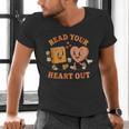 Read Your Heart Out Teacher Valentines Reading Book Love Men's V-Neck T-Shirt Read Your Heart Out Teacher Valentines Reading Book Love Men's V-Neck T-Shirt