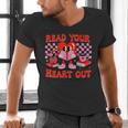 Read Your Heart Out Valentine Reading Book Kid Teacher Men's V-Neck T-Shirt Read Your Heart Out Valentine Reading Book Kid Teacher Men's V-Neck T-Shirt