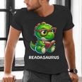 Readasaurus Reading Dinosaur Book Reader Bookworm Men's V-Neck T-Shirt