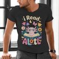 Reading Axolotl Book Lover Wildflowers Men's V-Neck T-Shirt Reading Axolotl Book Lover Wildflowers Men's V-Neck T-Shirt