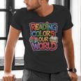 Reading Colors Our World Books Lover Men's V-Neck T-Shirt Reading Colors Our World Books Lover Men's V-Neck T-Shirt