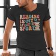 Reading Is My Favorite Sport Retro Groovy Book Lovers Men's V-Neck T-Shirt Reading Is My Favorite Sport Retro Groovy Book Lovers Men's V-Neck T-Shirt