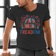 Reading Freadom Freedom Book Lover 4th Of July Men Women Men's V-Neck T-Shirt Reading Freadom Freedom Book Lover 4th Of July Men Women Men's V-Neck T-Shirt
