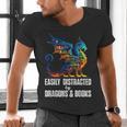 Reading Lover Easily Distracted By Dragons And Books Dragon Men's V-Neck T-Shirt