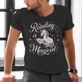 Reading Is Magical Unicorn Book Lover Fantasy Kids Men's V-Neck T-Shirt Reading Is Magical Unicorn Book Lover Fantasy Kids Men's V-Neck T-Shirt