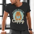 Reading Makes Me Cappy Bookworm Capybara Book Reading Men's V-Neck T-Shirt