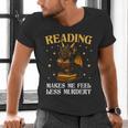 Reading Makes Me Feel Less Murdery Book Dragon Men's V-Neck T-Shirt Reading Makes Me Feel Less Murdery Book Dragon Men's V-Neck T-Shirt