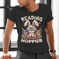 Reading Makes You Hoppier Bunny Book Fans Toddler Kid Men's V-Neck T-Shirt