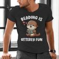 Reading Is Otterly Fun Otter Bookworm Book Lover Librarian Men's V-Neck T-Shirt