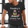 Reading Is Otterly Fun Sea Otter Book Loving Librarian Men's V-Neck T-Shirt