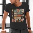 Reading Is My Therapy Book Lover Men's V-Neck T-Shirt Reading Is My Therapy Book Lover Men's V-Neck T-Shirt