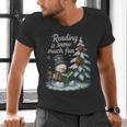 Reading Is Snow Much Fun Christmas Books Snowman Bookworm Men's V-Neck T-Shirt