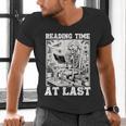 Reading Time At Last Book Lover Introvert Skeleton Reading Men's V-Neck T-Shirt Reading Time At Last Book Lover Introvert Skeleton Reading Men's V-Neck T-Shirt