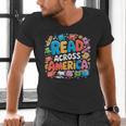 Reads Across Tee America Books Reader Reading Teacher Men's V-Neck T-Shirt