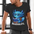 Readsolotl Blue Kawaii Axolotl Book Lover Reading Men's V-Neck T-Shirt