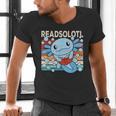 Readsolotl Blue Kawaii Axolotl Book Lover Reading Retro Men's V-Neck T-Shirt Readsolotl Blue Kawaii Axolotl Book Lover Reading Retro Men's V-Neck T-Shirt