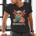 Readsolotl Kawaii Axolotl Reading Book Lover Men's V-Neck T-Shirt